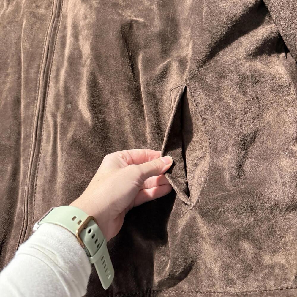 VTG Columbia Mens Suede Leather Barn Chore Jacket Sherpa Lined XXL Brown Zip - Picture 3 of 13